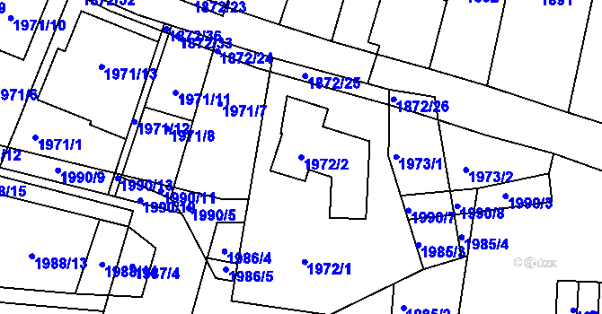 Parcela st. 1972/2 v KÚ Veverská Bítýška, Katastrální mapa