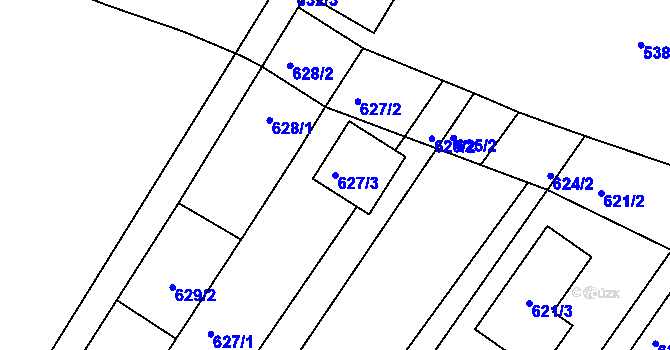 Parcela st. 627/3 v KÚ Veverská Bítýška, Katastrální mapa