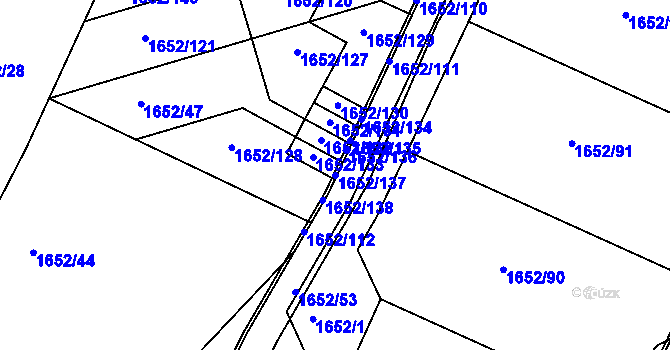 Parcela st. 1652/137 v KÚ Veverská Bítýška, Katastrální mapa