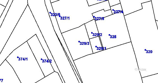 Parcela st. 329/3 v KÚ Veverská Bítýška, Katastrální mapa