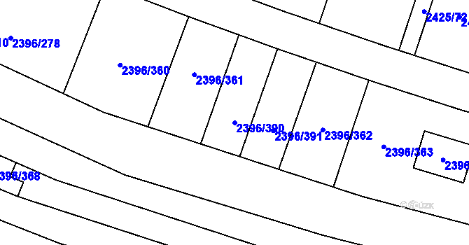 Parcela st. 2396/390 v KÚ Veverská Bítýška, Katastrální mapa