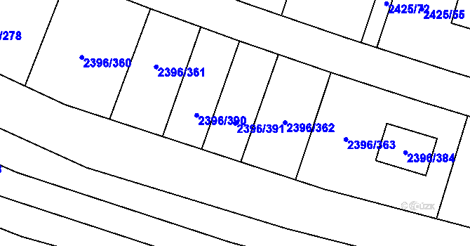 Parcela st. 2396/391 v KÚ Veverská Bítýška, Katastrální mapa