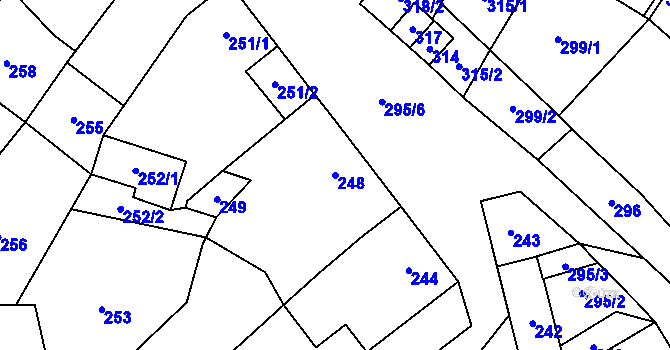 Parcela st. 248 v KÚ Veverské Knínice, Katastrální mapa