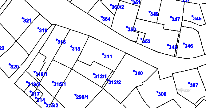 Parcela st. 311 v KÚ Veverské Knínice, Katastrální mapa