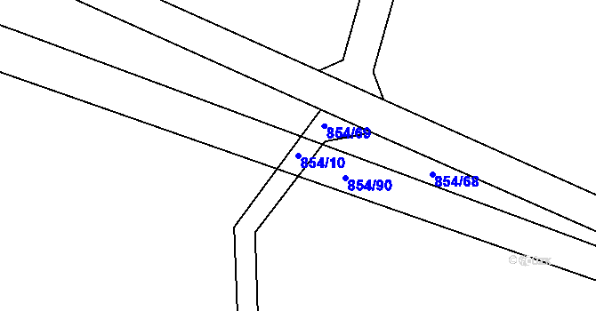 Parcela st. 854/10 v KÚ Veverské Knínice, Katastrální mapa