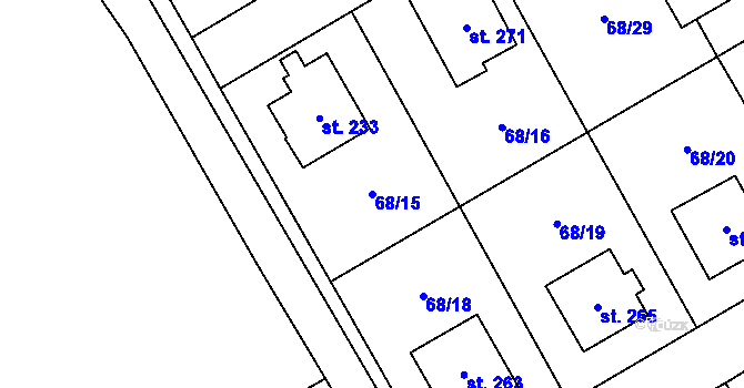 Parcela st. 68/15 v KÚ Věž, Katastrální mapa