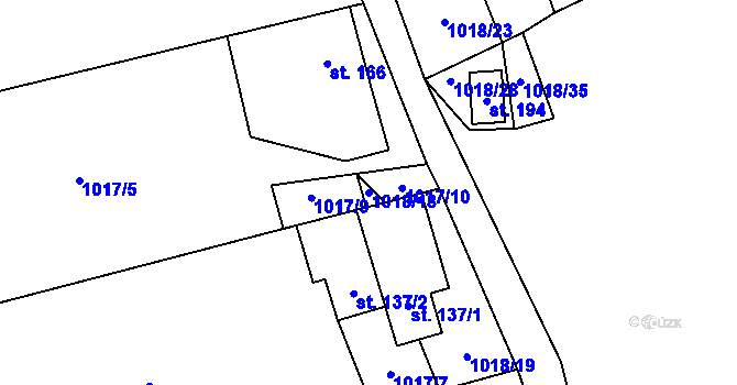 Parcela st. 1018/18 v KÚ Věž, Katastrální mapa