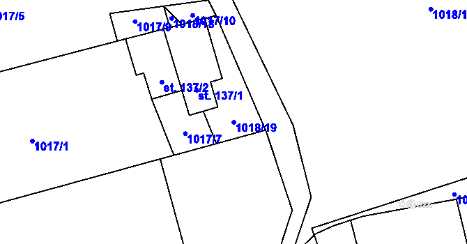 Parcela st. 1018/19 v KÚ Věž, Katastrální mapa