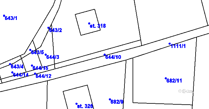 Parcela st. 644/10 v KÚ Věž, Katastrální mapa