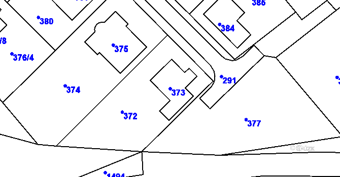 Parcela st. 373 v KÚ Věžky, Katastrální mapa