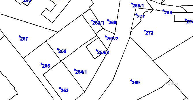 Parcela st. 254/2 v KÚ Věžky, Katastrální mapa