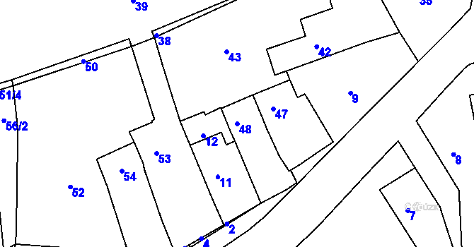 Parcela st. 48 v KÚ Vlčí Doly, Katastrální mapa