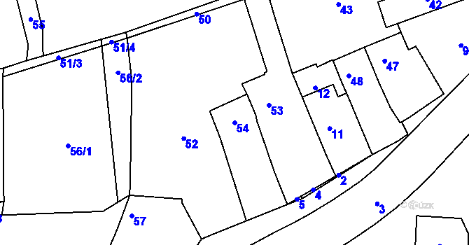 Parcela st. 54 v KÚ Vlčí Doly, Katastrální mapa