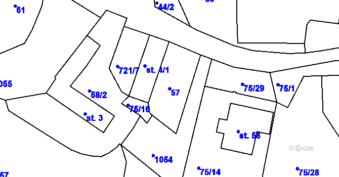 Parcela st. 57 v KÚ Věžná, Katastrální mapa