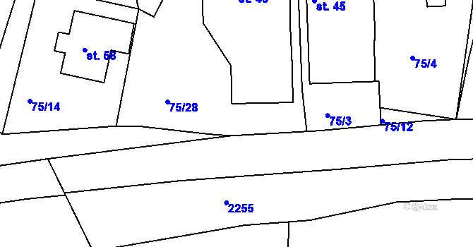 Parcela st. 75/2 v KÚ Věžná, Katastrální mapa
