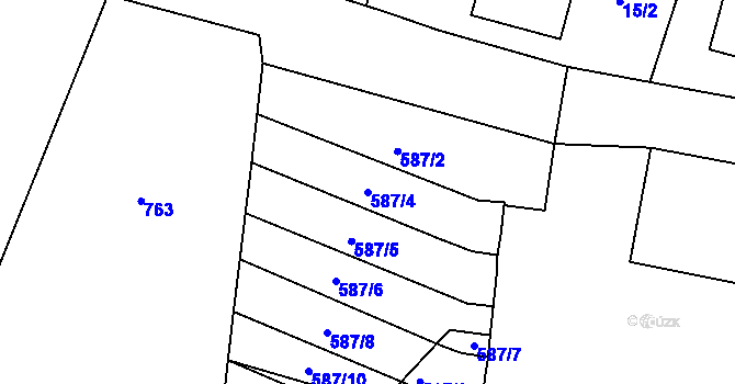 Parcela st. 587/4 v KÚ Věžná, Katastrální mapa