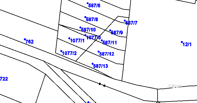Parcela st. 587/12 v KÚ Věžná, Katastrální mapa