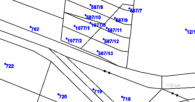 Parcela st. 587/13 v KÚ Věžná, Katastrální mapa
