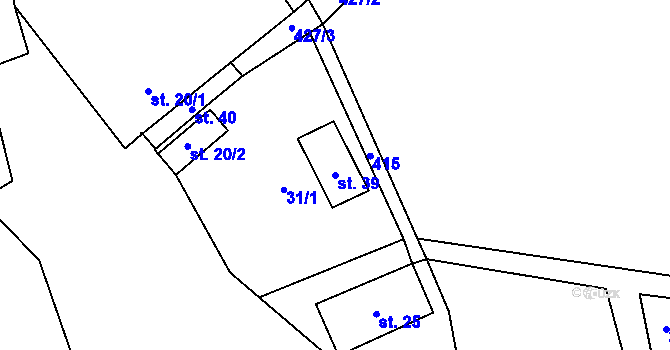 Parcela st. 39 v KÚ Jabloňov, Katastrální mapa