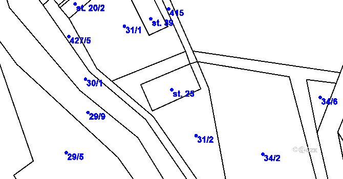 Parcela st. 25 v KÚ Jabloňov, Katastrální mapa