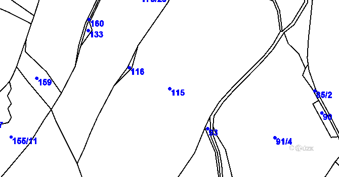 Parcela st. 115 v KÚ Jabloňov, Katastrální mapa