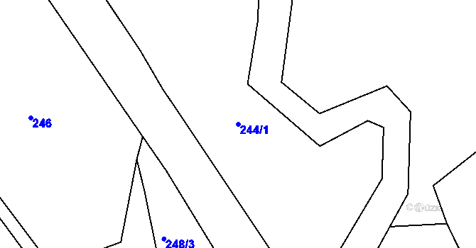 Parcela st. 244/1 v KÚ Jabloňov, Katastrální mapa