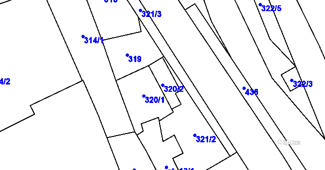 Parcela st. 320/2 v KÚ Jabloňov, Katastrální mapa