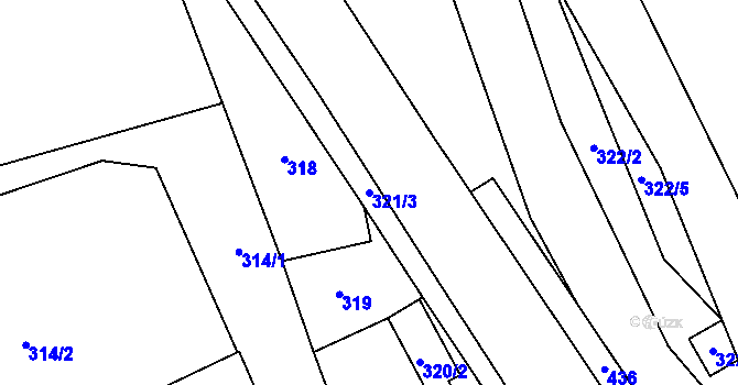 Parcela st. 321/3 v KÚ Jabloňov, Katastrální mapa