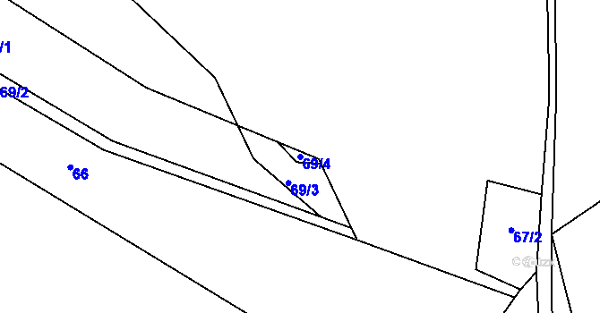 Parcela st. 69/4 v KÚ Jabloňov, Katastrální mapa