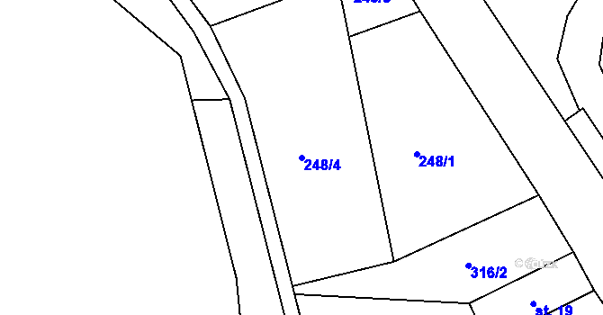 Parcela st. 248/4 v KÚ Jabloňov, Katastrální mapa