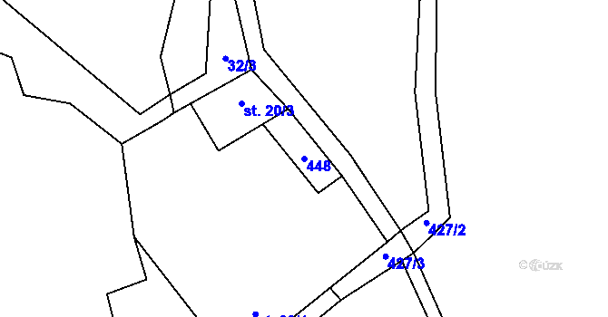 Parcela st. 448 v KÚ Jabloňov, Katastrální mapa