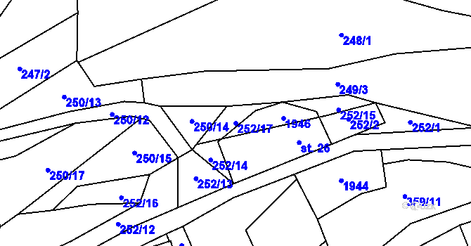 Parcela st. 252/17 v KÚ Věžná na Moravě, Katastrální mapa