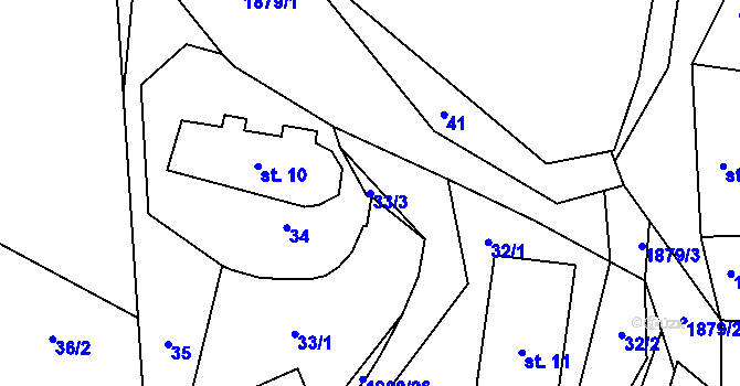 Parcela st. 33/3 v KÚ Věžná na Moravě, Katastrální mapa