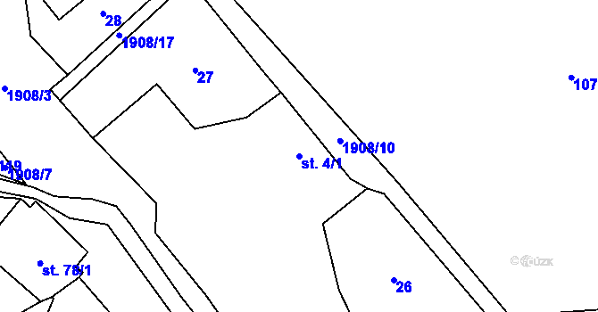 Parcela st. 4/1 v KÚ Věžná na Moravě, Katastrální mapa