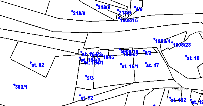 Parcela st. 16/2 v KÚ Věžná na Moravě, Katastrální mapa