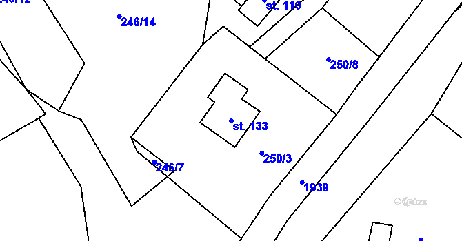 Parcela st. 133 v KÚ Věžná na Moravě, Katastrální mapa