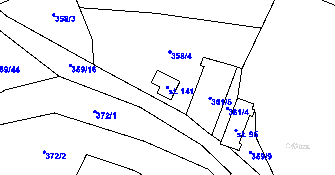 Parcela st. 141 v KÚ Věžná na Moravě, Katastrální mapa