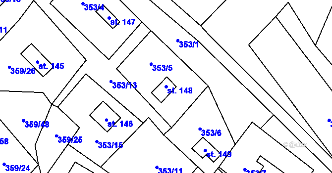 Parcela st. 148 v KÚ Věžná na Moravě, Katastrální mapa