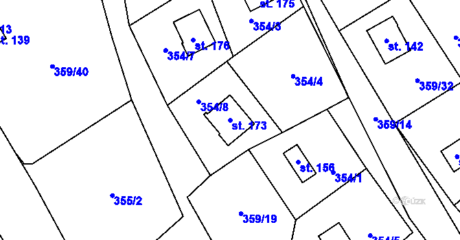Parcela st. 173 v KÚ Věžná na Moravě, Katastrální mapa