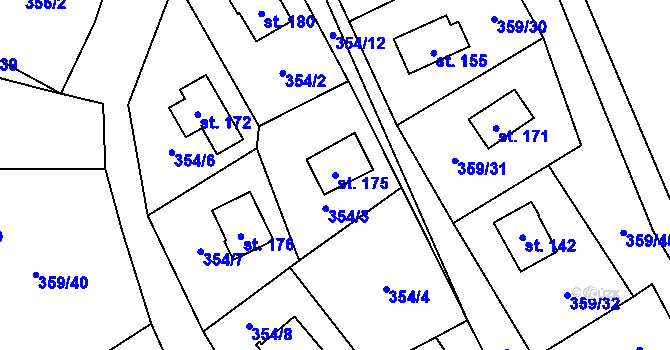 Parcela st. 175 v KÚ Věžná na Moravě, Katastrální mapa