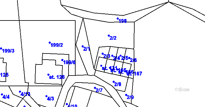 Parcela st. 2/3 v KÚ Věžná na Moravě, Katastrální mapa