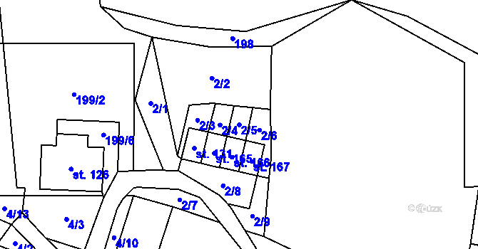 Parcela st. 2/5 v KÚ Věžná na Moravě, Katastrální mapa
