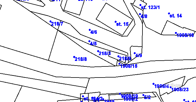 Parcela st. 218/3 v KÚ Věžná na Moravě, Katastrální mapa