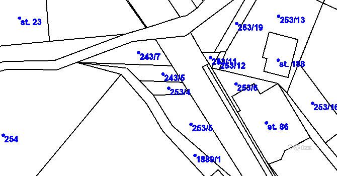 Parcela st. 253/4 v KÚ Věžná na Moravě, Katastrální mapa