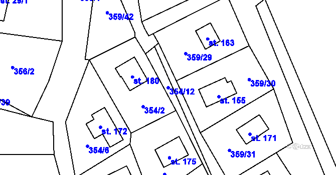 Parcela st. 354/12 v KÚ Věžná na Moravě, Katastrální mapa