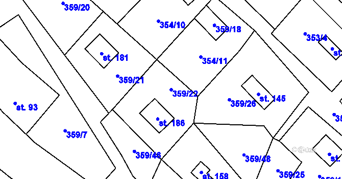 Parcela st. 359/22 v KÚ Věžná na Moravě, Katastrální mapa