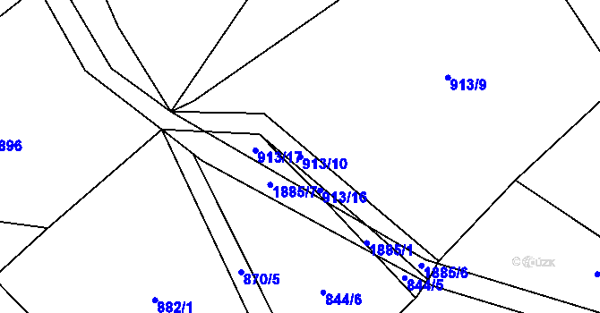 Parcela st. 913/10 v KÚ Věžná na Moravě, Katastrální mapa