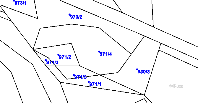 Parcela st. 971/4 v KÚ Věžná na Moravě, Katastrální mapa