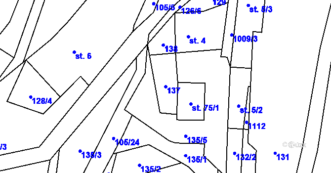 Parcela st. 137 v KÚ Dolní Věžnice, Katastrální mapa