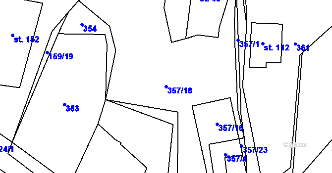 Parcela st. 357/18 v KÚ Horní Věžnice, Katastrální mapa